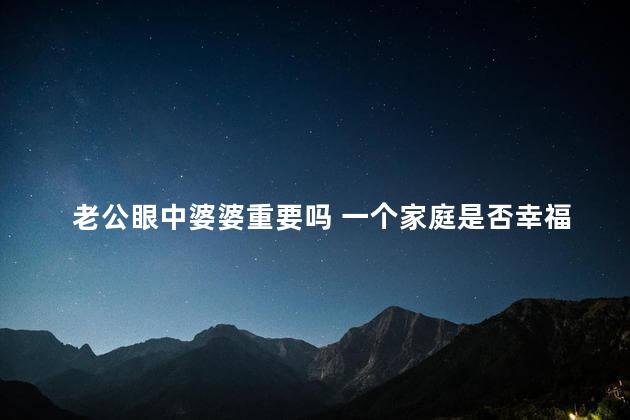 老公眼中婆婆重要吗 一个家庭是否幸福取决于婆婆
